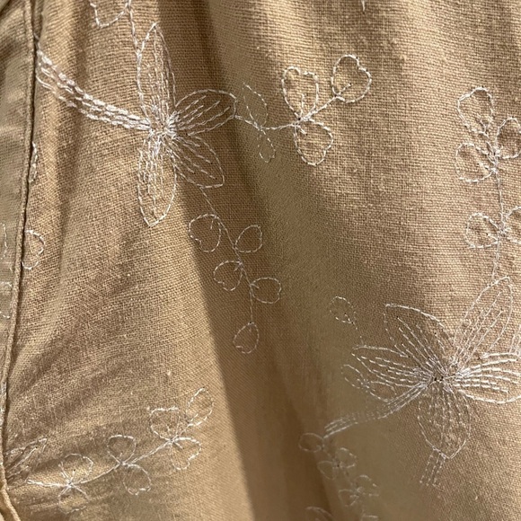 Club x collection 1X embroidered tan linen tailored top linen/ rayon  blend - Picture 3 of 6